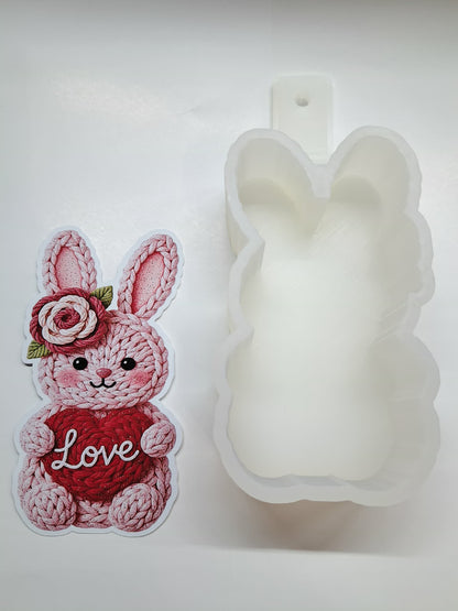 Faux Yarn Valentine Bunny Cardstock Silicone Mold, Aroma Bead Molds, Premium Cardstock Images