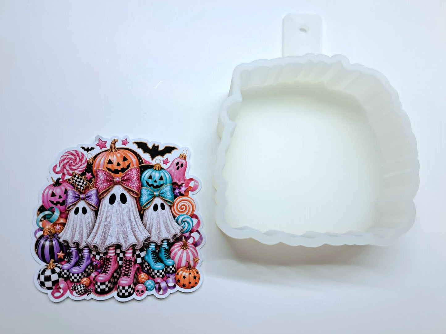 Pastel Disco Ghosts & Pumpkins Cardstock Silicone Mold, Aroma Bead Molds, Premium Cardstock Images