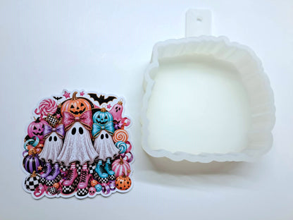 Pastel Disco Ghosts & Pumpkins Cardstock Silicone Mold, Aroma Bead Molds, Premium Cardstock Images