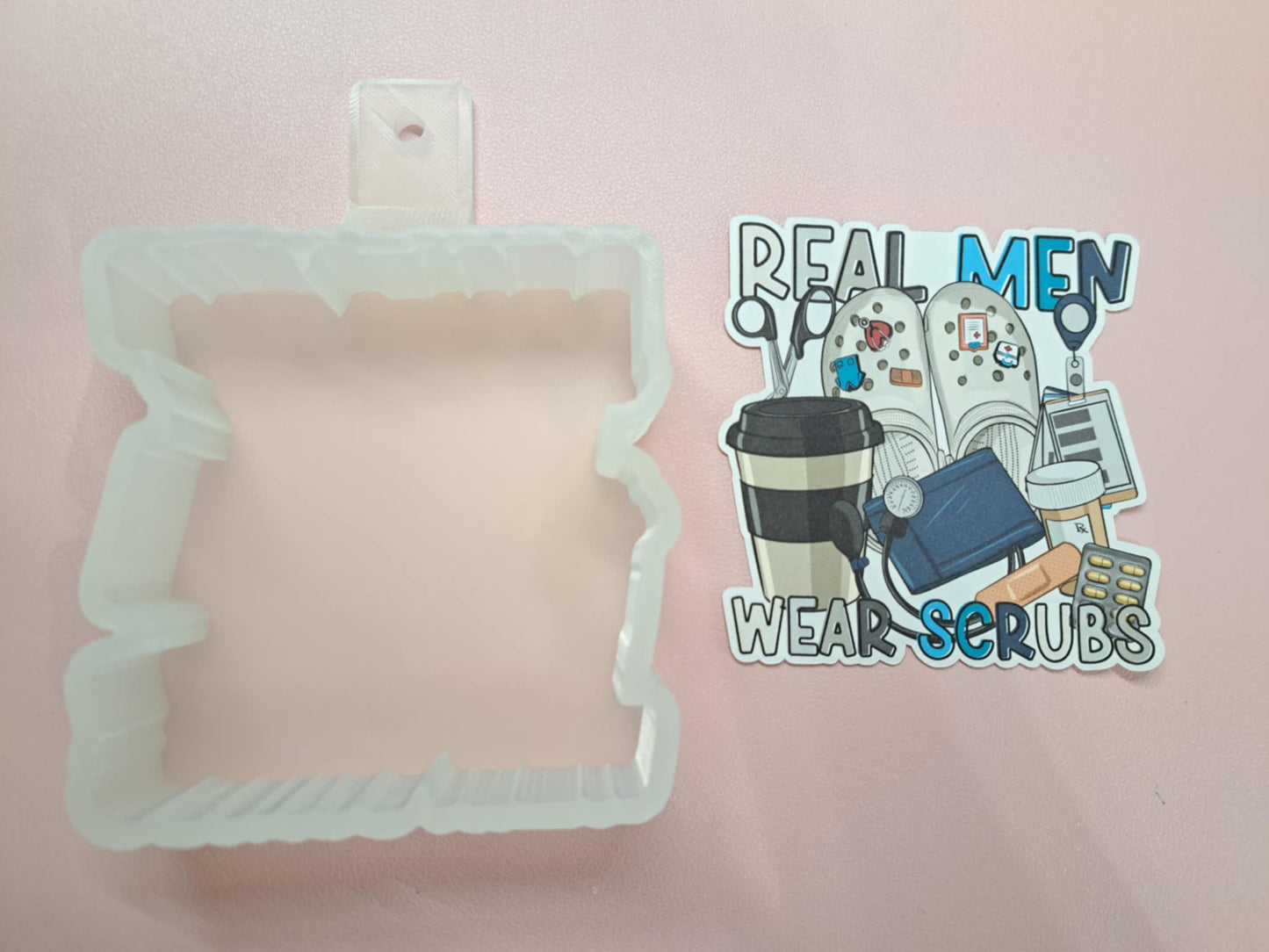 Real Men Wear Scrubs Cardstock Silicone Mold, Aroma Bead Molds, Premium Cardstock Images