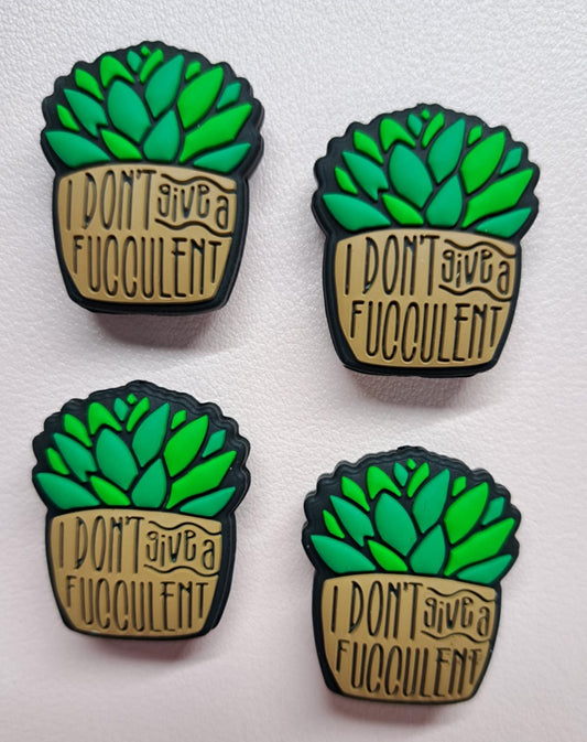 I Don't Give A Fucculent Silicone Focal Bead