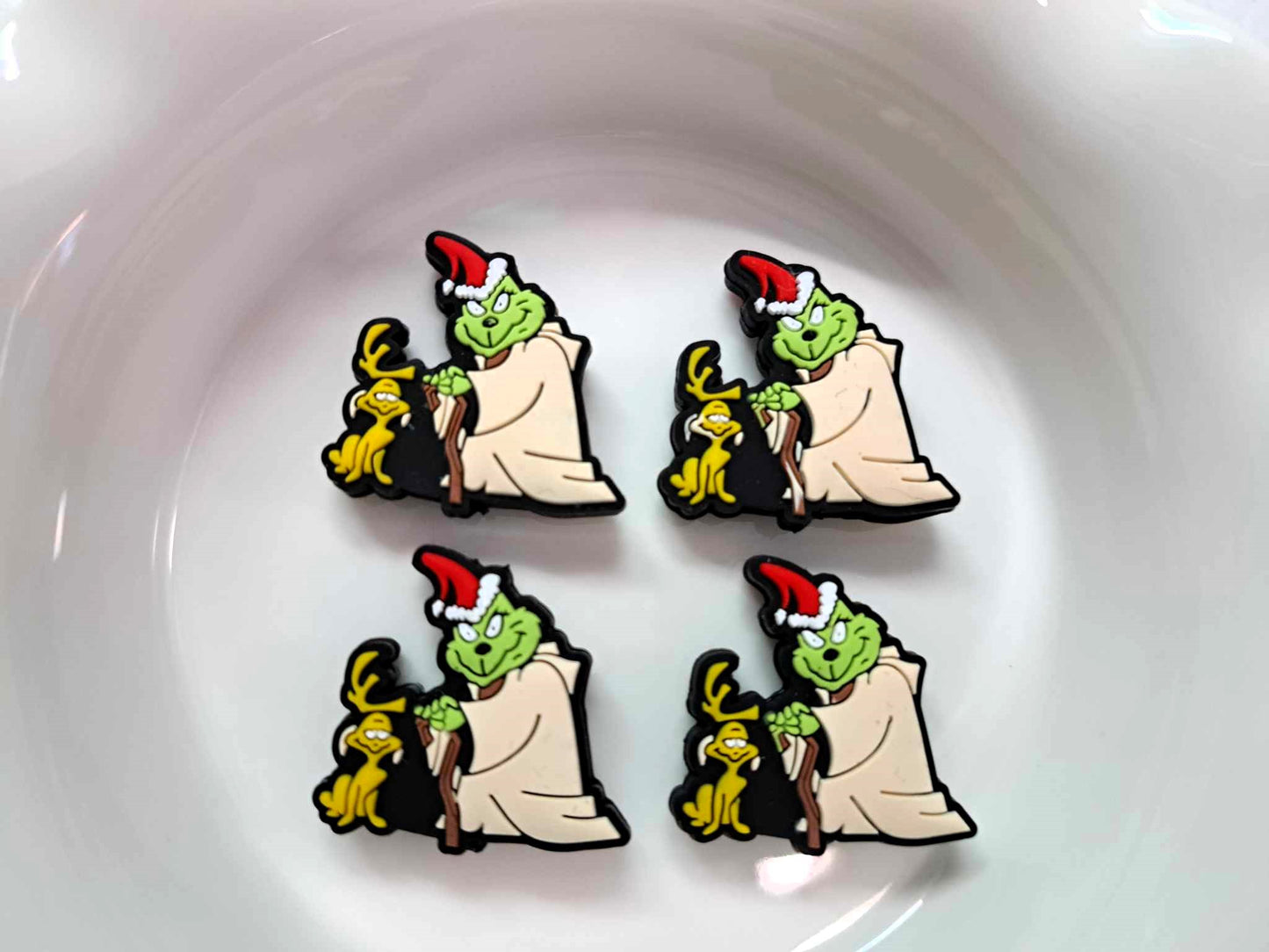Grinch With Dog Max: Full Body With Red Hat and Brown Cover Silicone Focal Bead