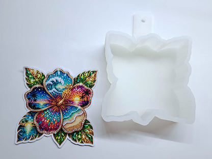 Tropical Rhinestone Hibiscus Cardstock Silicone Mold, Aroma Bead Molds, Premium Cardstock Images