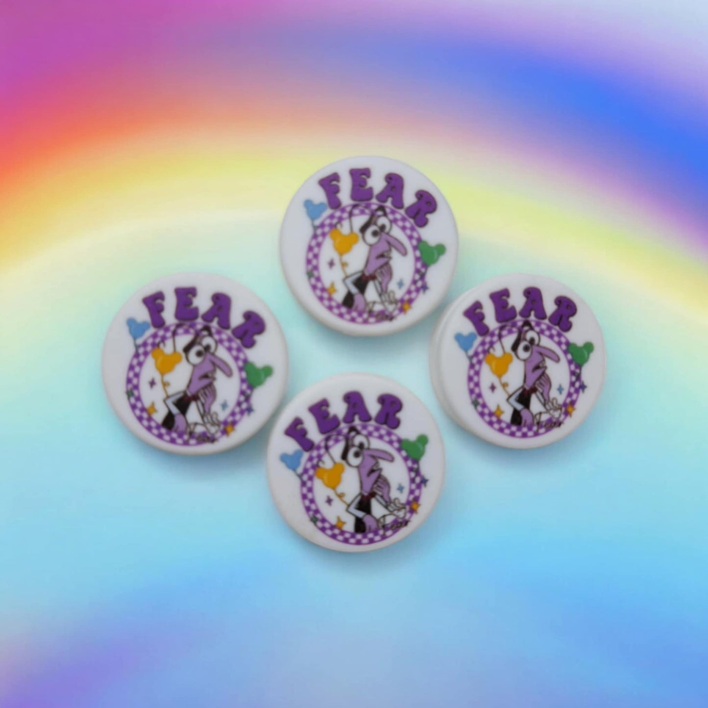 Inside Out: Fear on White Round - Movie Inspired Silicone Focal Bead