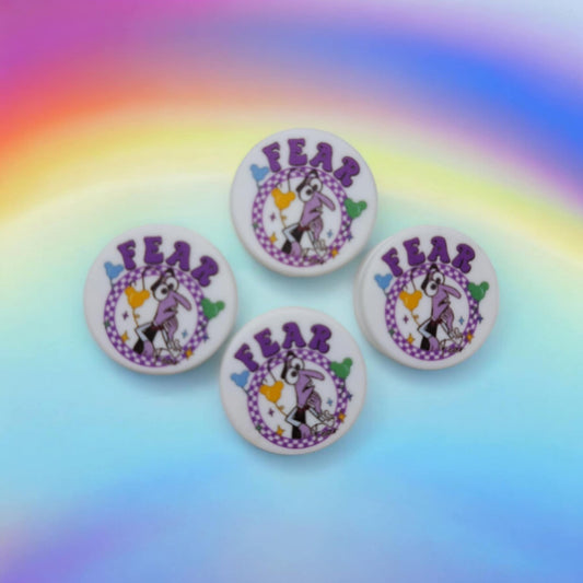 Inside Out: Fear on White Round - Movie Inspired Silicone Focal Bead