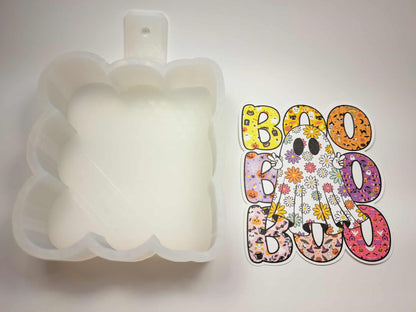 Boo Floral Ghost Cardstock Silicone Mold, Aroma Bead Molds, Car Freshies, Premium Cardstock Images
