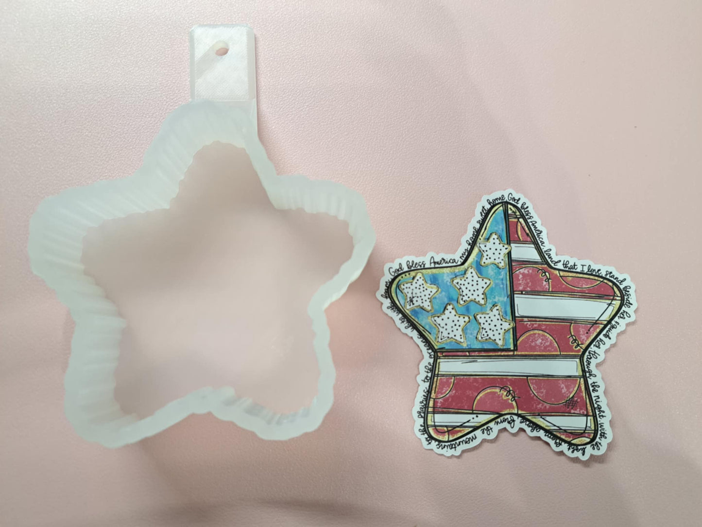 God Bless America Star Cardstock Silicone Mold, Aroma Bead Molds, Car Freshies, Premium Cardstock Images