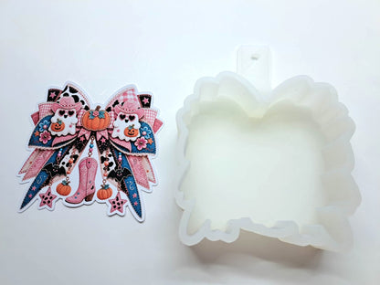 Patchwork Western Ghost Bow Cardstock Silicone Mold, Aroma Bead Molds, Premium Cardstock Images