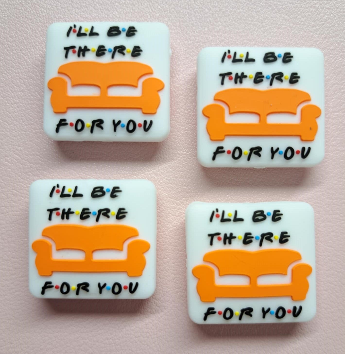 I'll be There For You: White Square with Couch - Friends TV Show Inspired Silicone Focal Bead