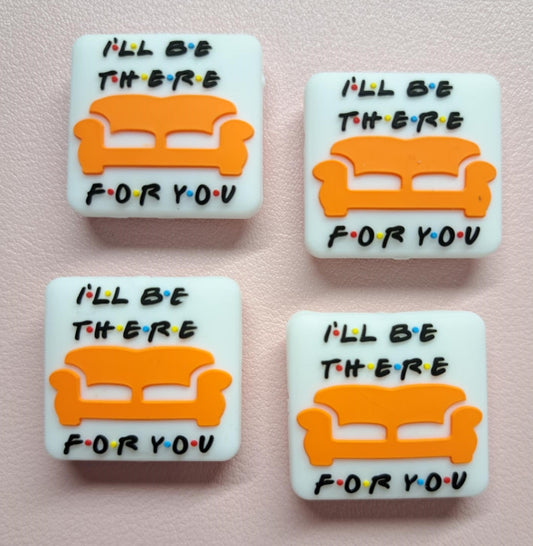 I'll be There For You: White Square with Couch - Friends TV Show Inspired Silicone Focal Bead