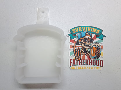 Surviving Fatherhood One Beer At A Time Cardstock Silicone Mold, Aroma Bead Molds, Premium Cardstock Images