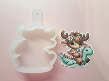 Moose On Dinosaur Floatie Cardstock Silicone Mold, Aroma Bead Molds, Premium Cardstock Images