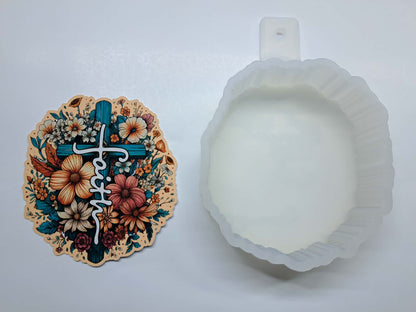 Floral Faith Cross Cardstock Silicone Mold, Aroma Bead Molds, Premium Cardstock Images