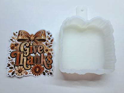 Give Thanks Rhinestone Floral Cardstock Silicone Mold, Aroma Bead Molds, Premium Cardstock Images