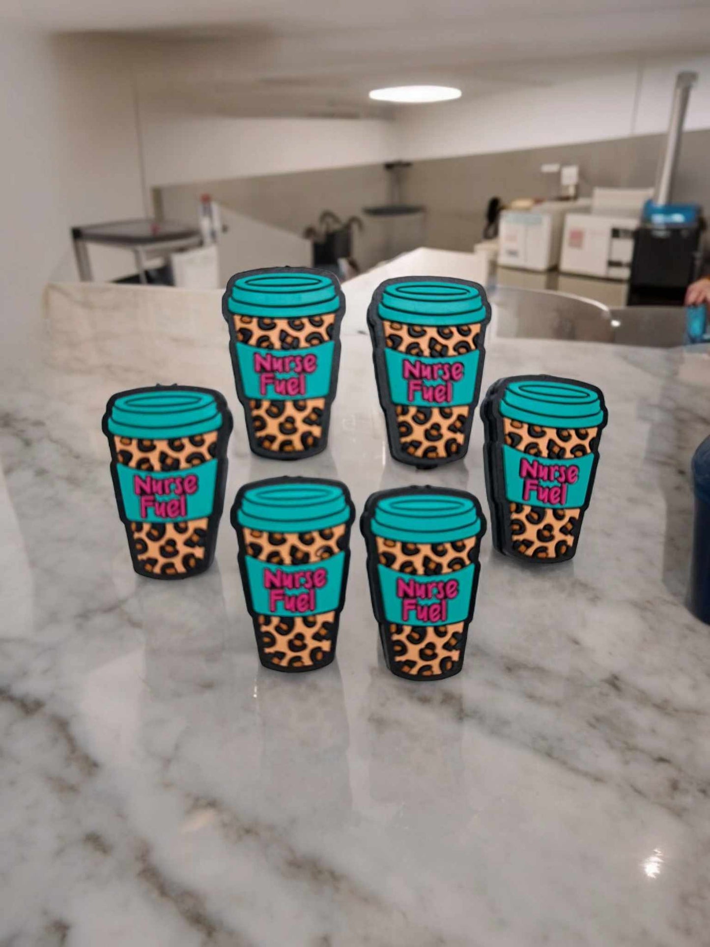 Nurse Fuel Brown Leopard Cup Silicone Focal Bead - 0874