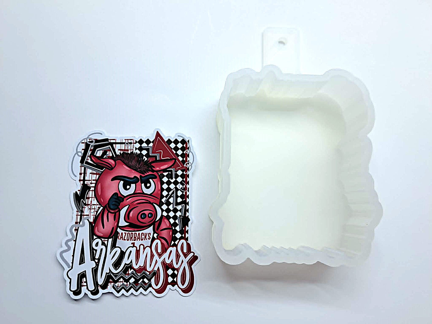 Retro Preppy College Teams: Arkansas Razorbacks Cardstock Silicone Mold, Aroma Bead Molds, Premium Cardstock Images