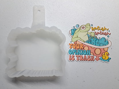 Splish Splash Frog Your Opinion Is Trash Cardstock Silicone Mold, Aroma Bead Molds, Car Freshies, Premium Cardstock Images