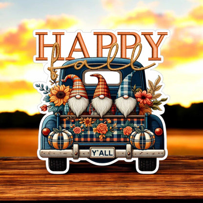 Happy Fall Y'all Truck With Gnomes and Flowers Cardstock Silicone Mold, Aroma Bead Molds, Car Freshies, Premium Cardstock Images