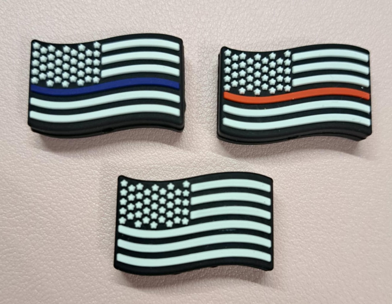 American Flag with First Responder Line Silicone Focal Bead