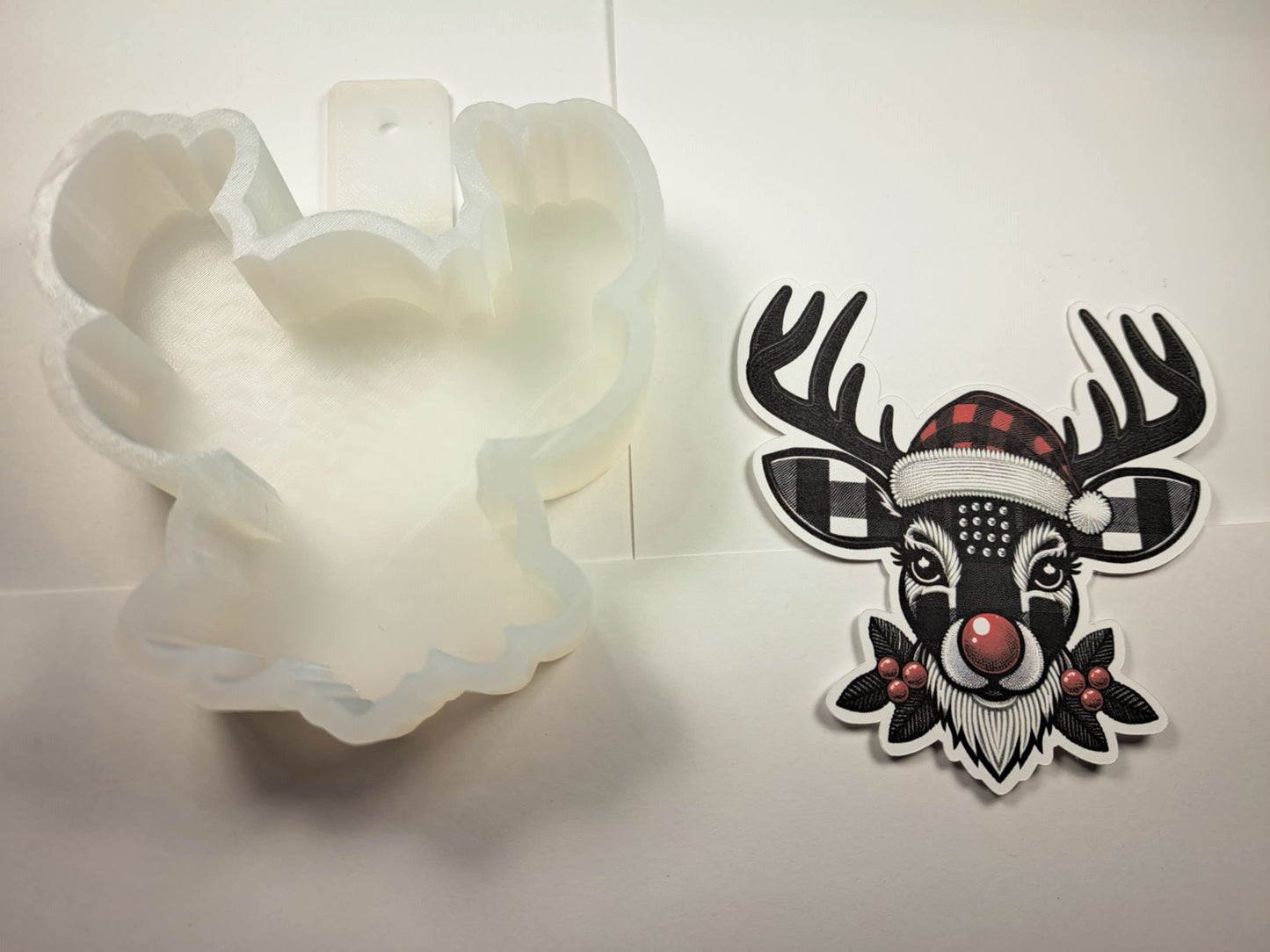 Red Nose Reindeer Cardstock Silicone Mold, Aroma Bead Molds, Premium Cardstock Images