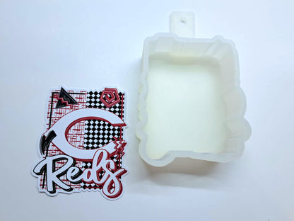 Retro MLB Team: Cincinnati Reds Cardstock Silicone Mold, Aroma Bead Molds, Premium Cardstock Images