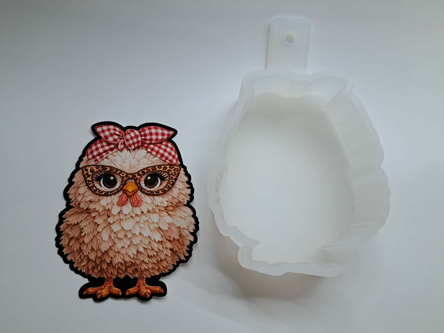 Feathered Chick Bandana & Glasses Cardstock Silicone Mold, Aroma Bead Molds, Premium Cardstock Images