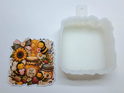 Floral Sweet As Honey Bees Strawberries Cardstock Silicone Mold, Aroma Bead Molds, Premium Cardstock Images