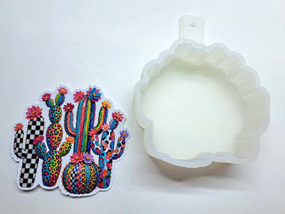 Western Cactus Colorful Brushstroke Cardstock Silicone Mold, Aroma Bead Molds, Premium Cardstock Images