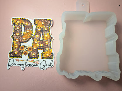 Pennsylvania Girl: PA Western with Sunflowers and Arrow Cardstock Silicone Mold, Aroma Bead Molds, Premium Cardstock Images