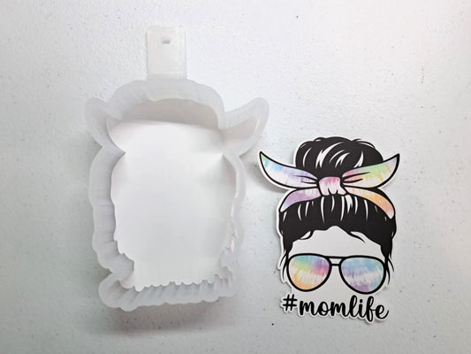 Mom Life: Messy Bun Girl-Glasses Buffalo Plaid, Leopard, Tie Dye Cardstock Silicone Mold, Premium Cardstock Images