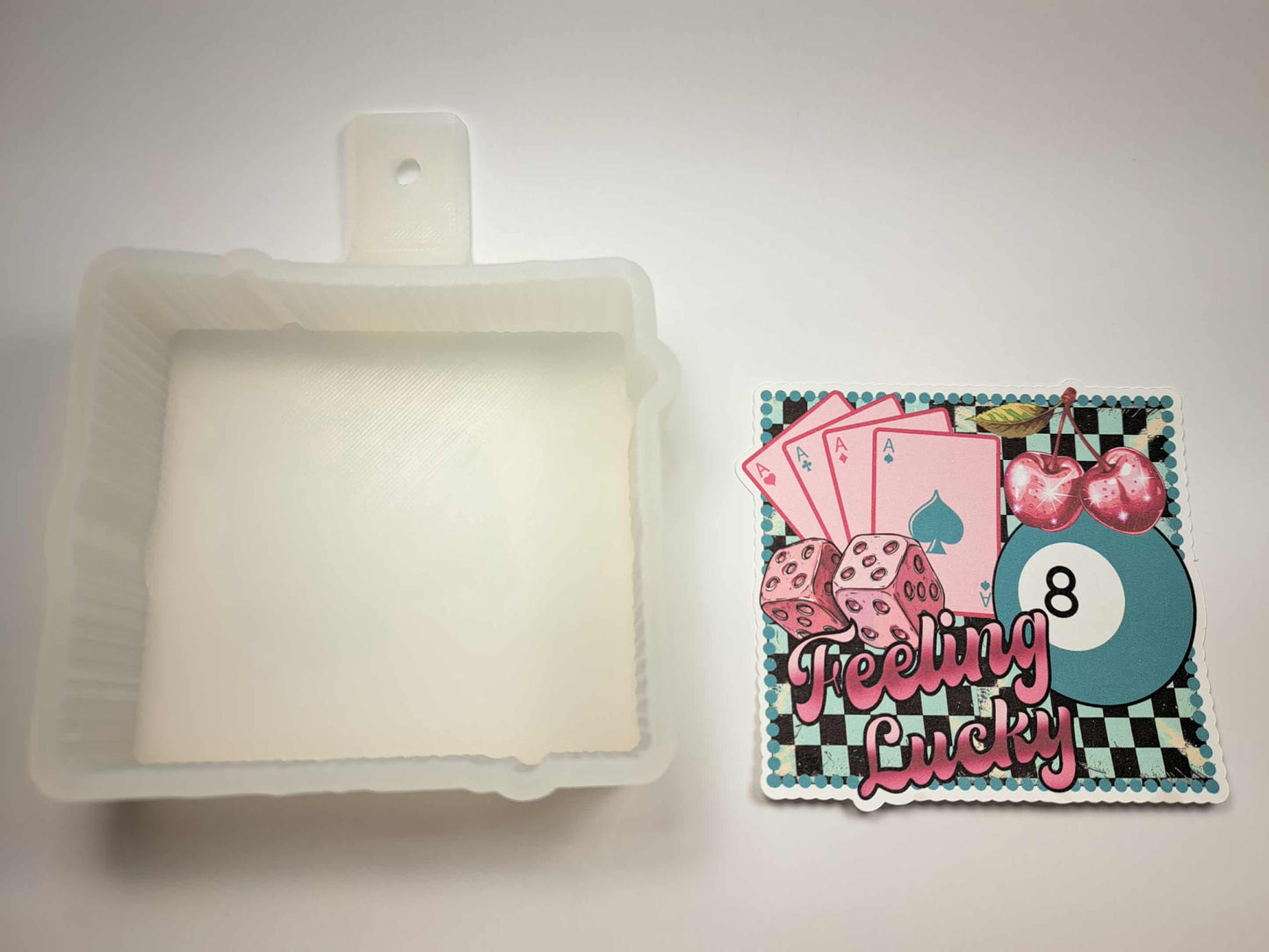 Feeling Lucky Dice Cherries, Cards, and 8 Ball Cardstock Silicone Mold, Aroma Bead Molds, Car Freshies, Premium Cardstock Images