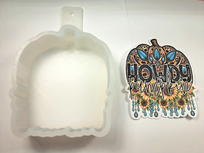 Howdy Pumpkin Turquoise & Sunflowers Cardstock Silicone Mold, Aroma Bead Molds, Premium Cardstock Images