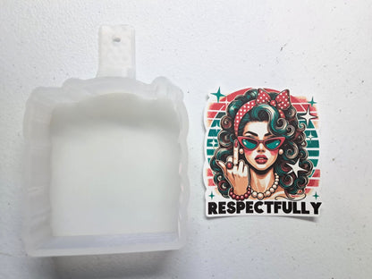 Respectfully One Finger Salute Cardstock Silicone Mold, Aroma Bead Molds, Car Freshies, Premium Cardstock Images