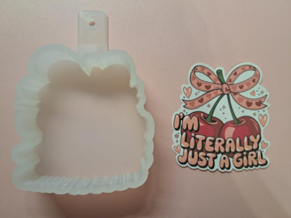 Literally Just a Girl Bow and Cherries Cardstock Silicone Mold, Aroma Bead Molds, Premium Cardstock