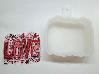 Valentine Love With Hearts Cardstock Silicone Mold, Aroma Bead Molds, Premium Cardstock Images