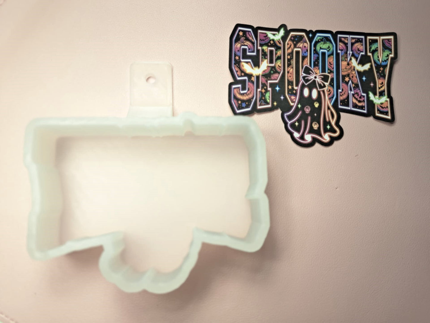 Spooky Neon Ghost Cardstock Silicone Mold, Aroma Bead Molds, Car Freshies, Premium Cardstock Images