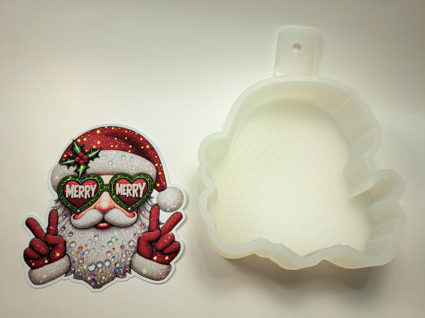 Rhinestone Santa Cardstock Silicone Mold, Aroma Bead Molds, Car Freshies, Premium Cardstock Images