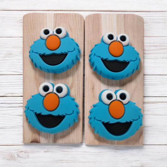 Cookie Monster Face: Sesame Street Muppet Silicone Focal Bead