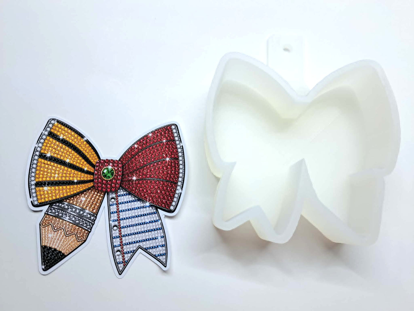 Pencil With Bow Rhinestone Cardstock Silicone Mold, Aroma Bead Molds, Freshie Mold, Premium Cardstock Images