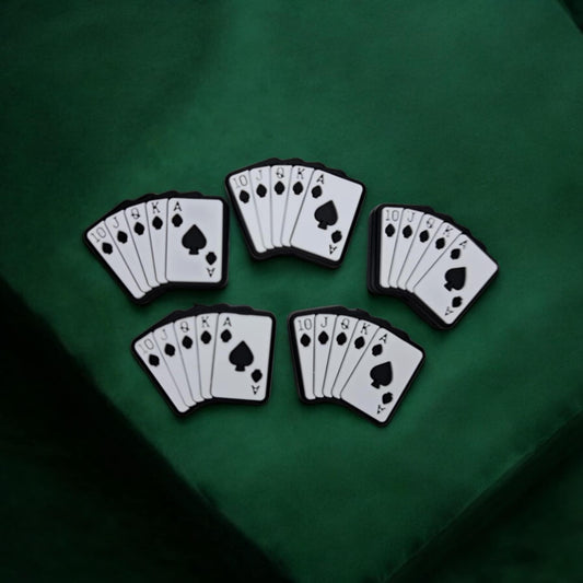 White Playing Cards Silicone Focal Bead - 1359