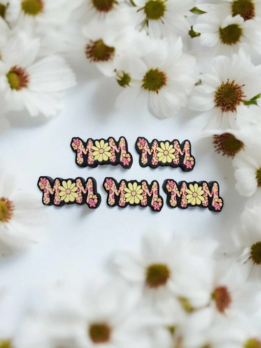 Mom with Yellow Flower Silicone Focal Bead - 0873