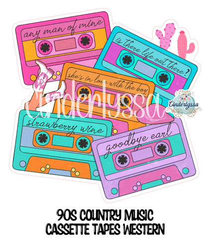 90's Country Music Cassette Tapes Pink Western Cardstock Silicone Mold, Aroma Bead Molds, Premium Cardstock Images