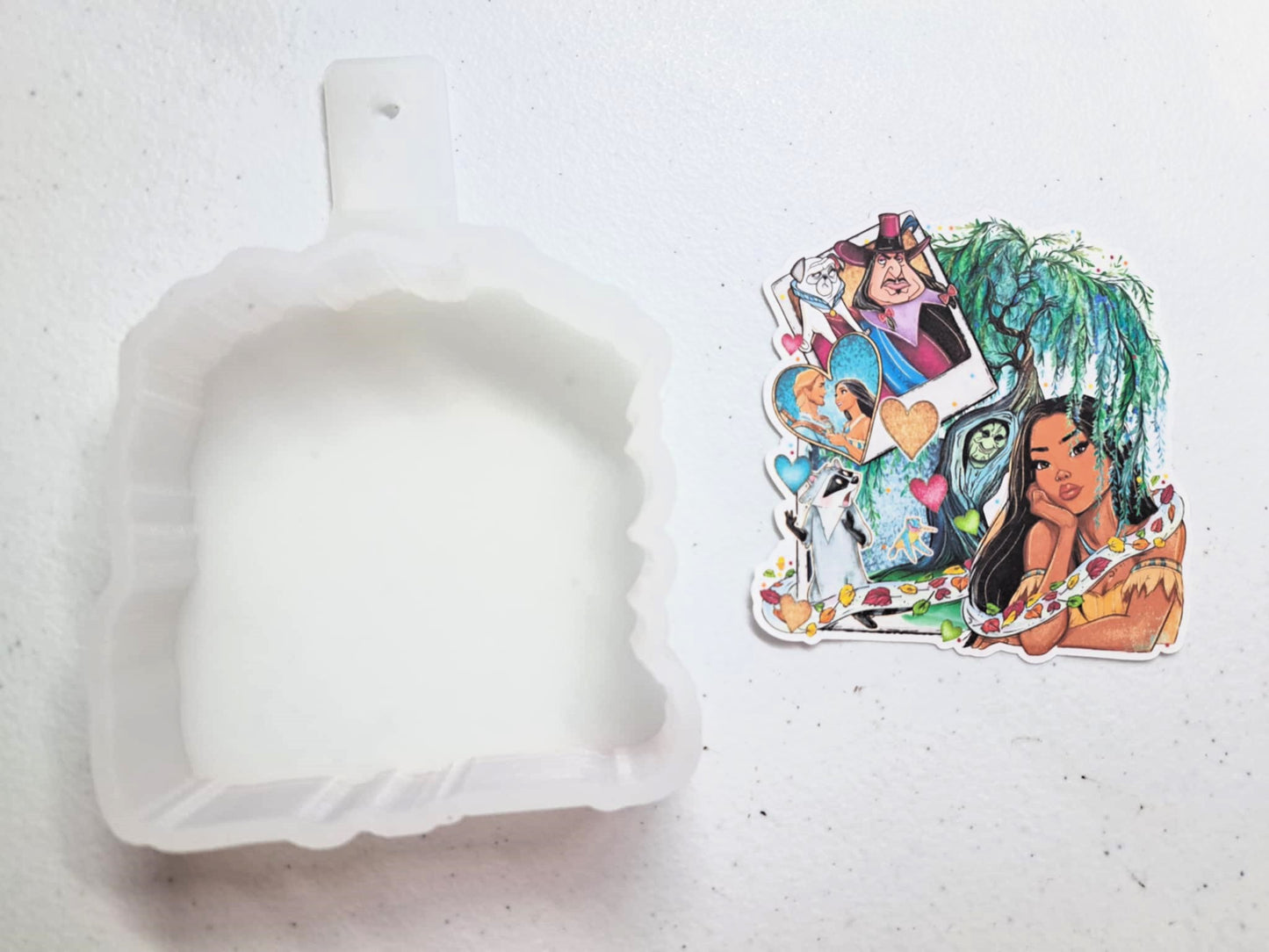Pocahontas Collage: Colors of the Wind, John Smith, Willow, Meeko Cardstock Silicone Mold, Aroma Bead Molds, Car Freshie Mold, Premium Cardstock Images