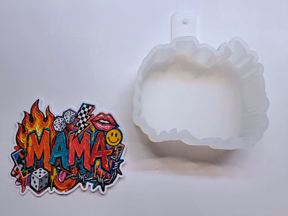 Brushstroke Graffiti Mama Cardstock Silicone Mold, Aroma Bead Molds, Premium Cardstock Images