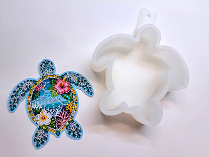 Rhinestone Floral Sea Turtle Cardstock Silicone Mold, Aroma Bead Molds, Premium Cardstock Images