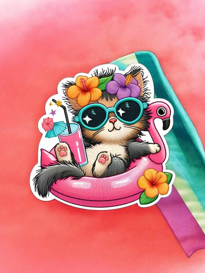 Cute Cat Summer Floatie Cardstock Silicone Mold, Aroma Bead Molds, Premium Cardstock Images