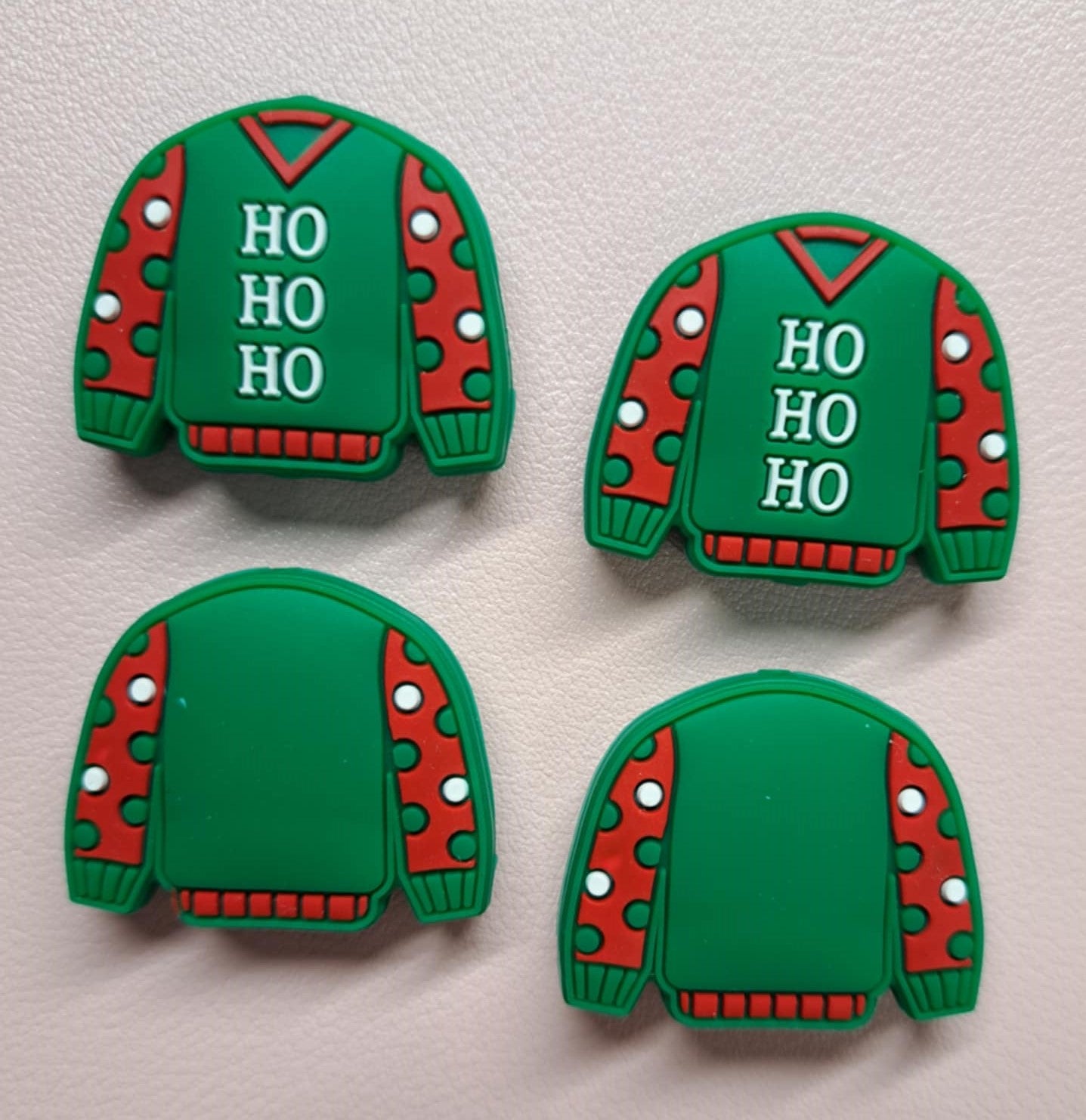 Green Ugly Sweater with Ho Ho Ho Silicone Focal Bead