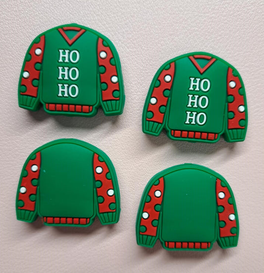 Green Ugly Sweater with Ho Ho Ho Silicone Focal Bead