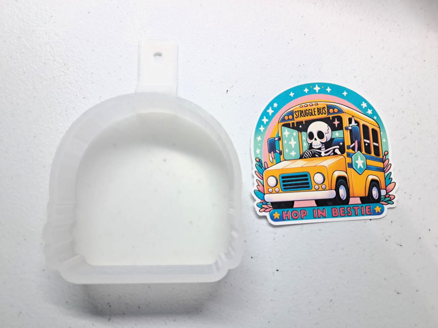 Struggle Bus Skellie: Hop In Bestie Cardstock Silicone Mold, Aroma Bead Molds, Premium Cardstock Images