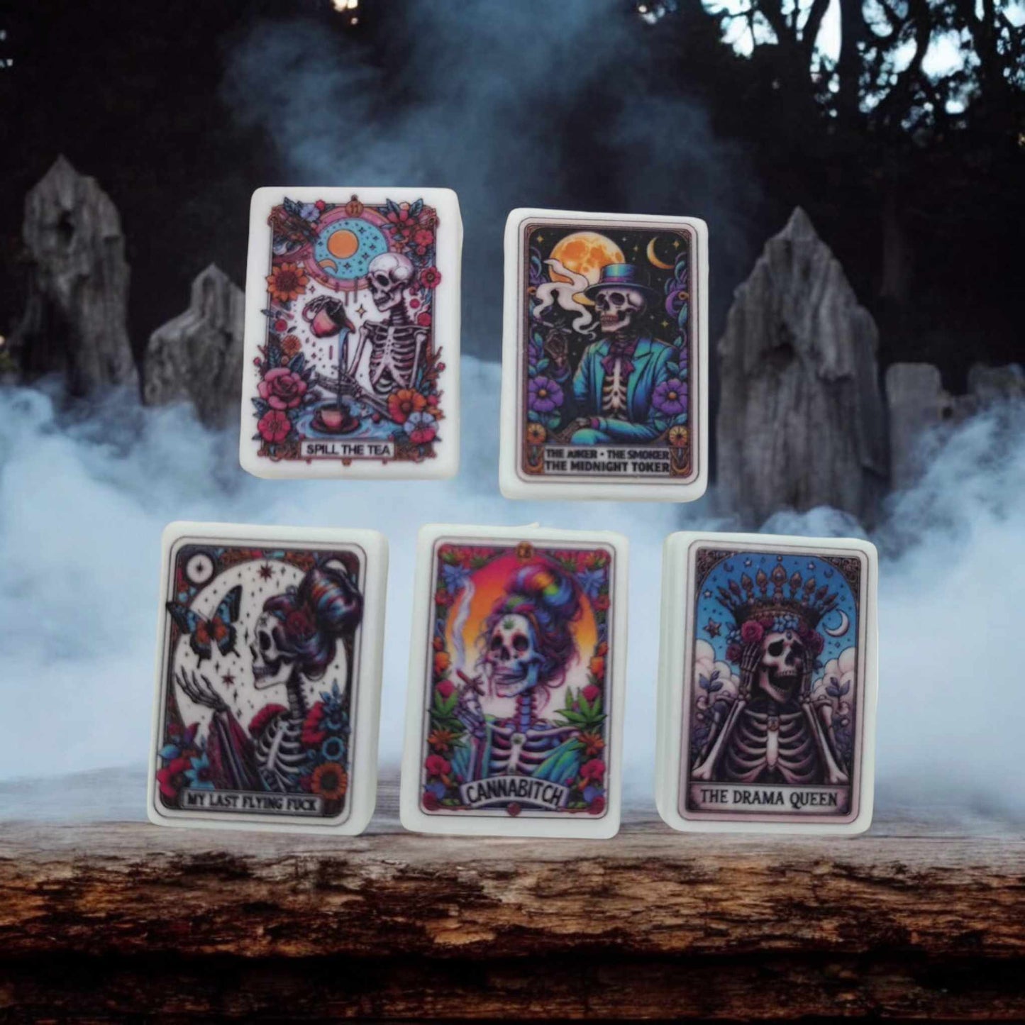 Tarot Card: Spill The Tea, Cannabitch, Drama Queen Silicone Focal Bead